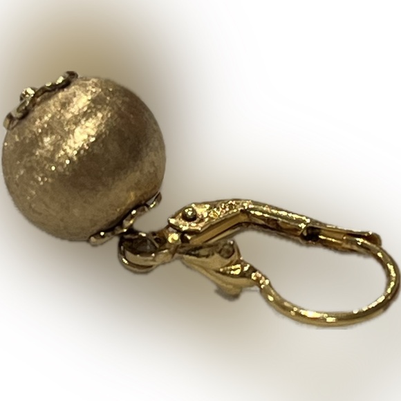 Veronese 925 & Gold Ball Drop Earrings: Brushed Vermeil Dangle Earrings - Picture 9 of 14